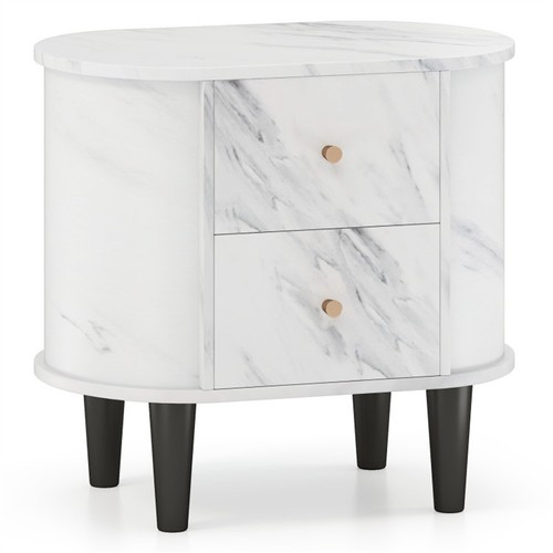 White nightstand with drawers - nightstand,