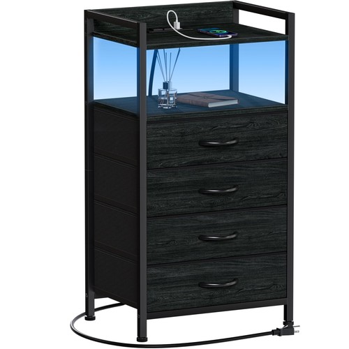 Black oak drawer led - black,