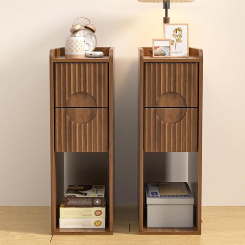Narrow fluted nightstand set - narrow,
